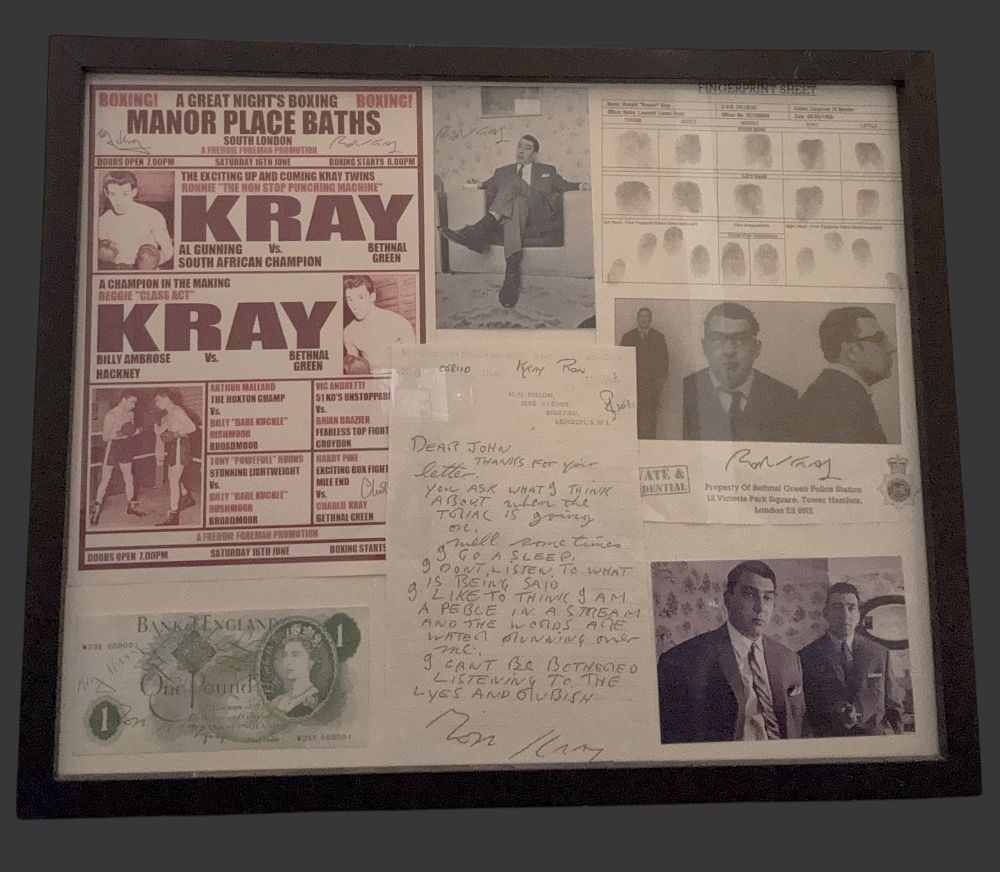 Lot 241: The Kray Twins mounted display, hand written letter...