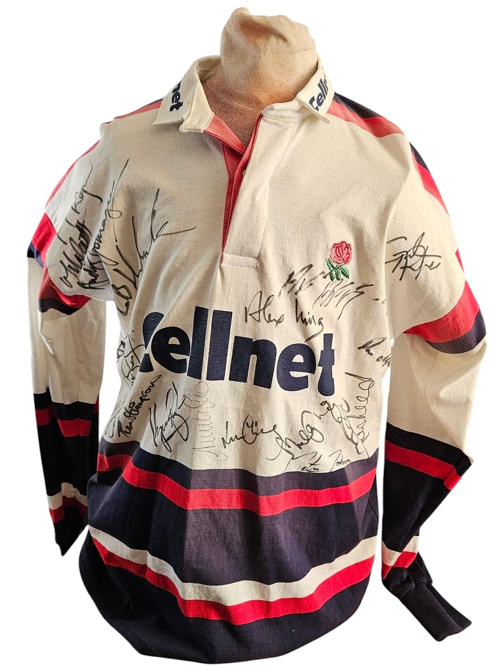 Lot 270: Rugby Shirt Cellnet signed Signatures such as Mike...