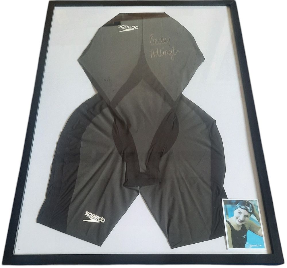 Lot 271: Rebecca Adlington owned and signed 29x21 inch overall...