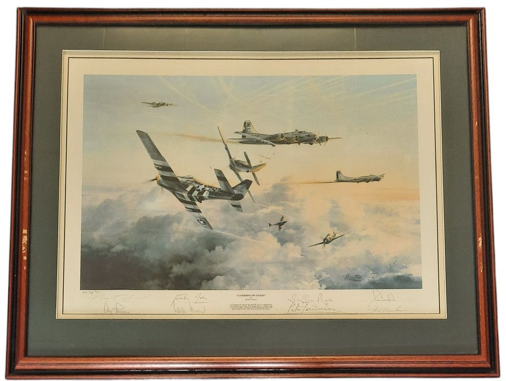 Lot 276: Gathering of Eagles WWII multi signed 37x30 inch...