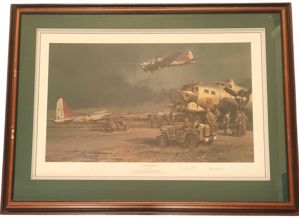 Lot 281: Company of Heroes WWII multi signed print 38x28...