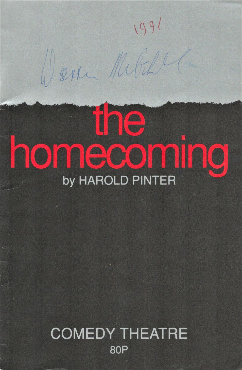 Lot 203: Actor, Warren Mitchell signed The Homecoming souvenir programme....