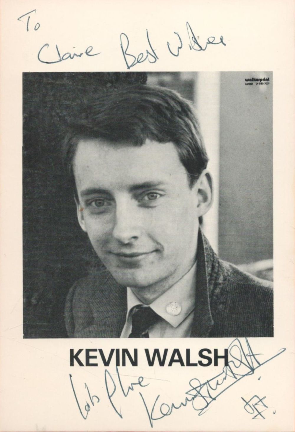 Lot 249: Kevin J. Walsh signed 6x4 black and white...