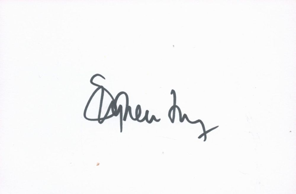 Lot 293: Actor, Stephen Fry signed 6x4 white card signed...