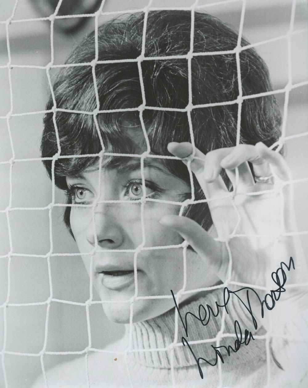 Lot 300: Linda Thorson signed 10x8 black and white photo....