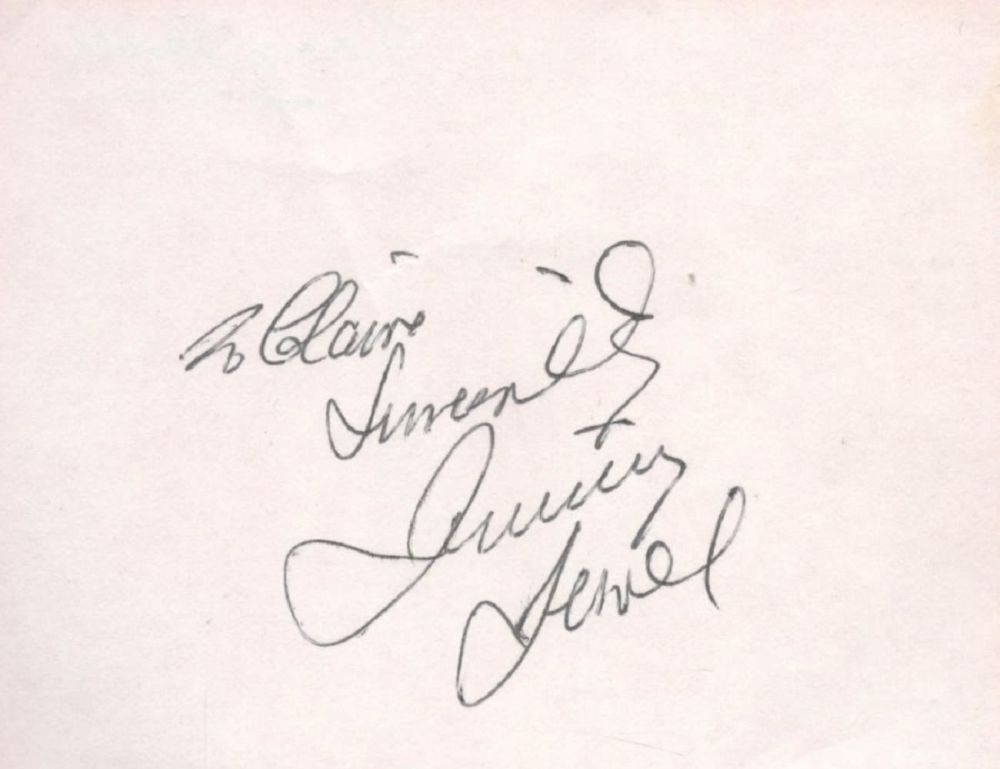 Lot 318: Comedian, Jimmy Jewel signed 3x4 white page, dedicated...