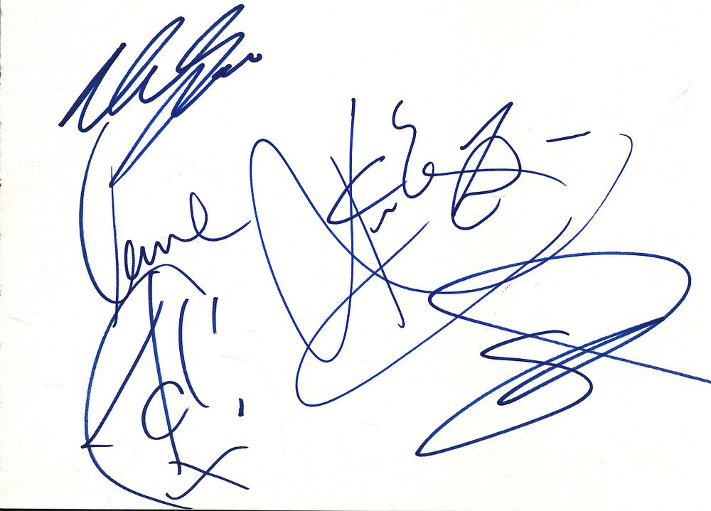 Lot 167: Westlife multisigned 8x6inch white card. Good condition. All...