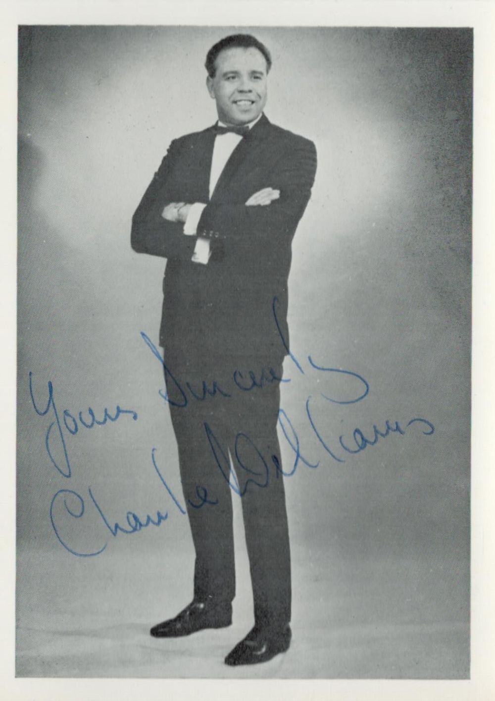 Lot 454: Charlie Williams signed 5x4 black and white photo....