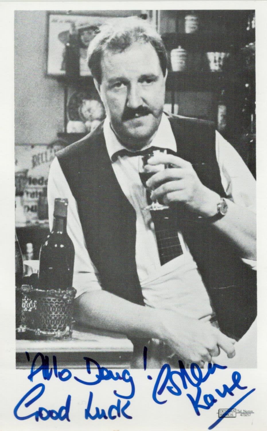 Lot 456: Gordon Kaye signed 5x3 black and white photo....