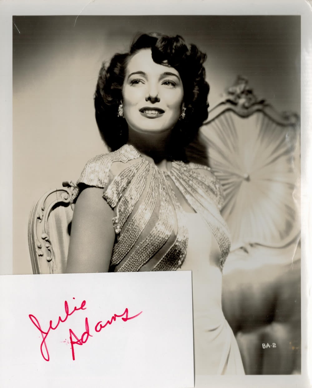 Lot 495: Julie Adams signed 5x3 album page with unsigned...