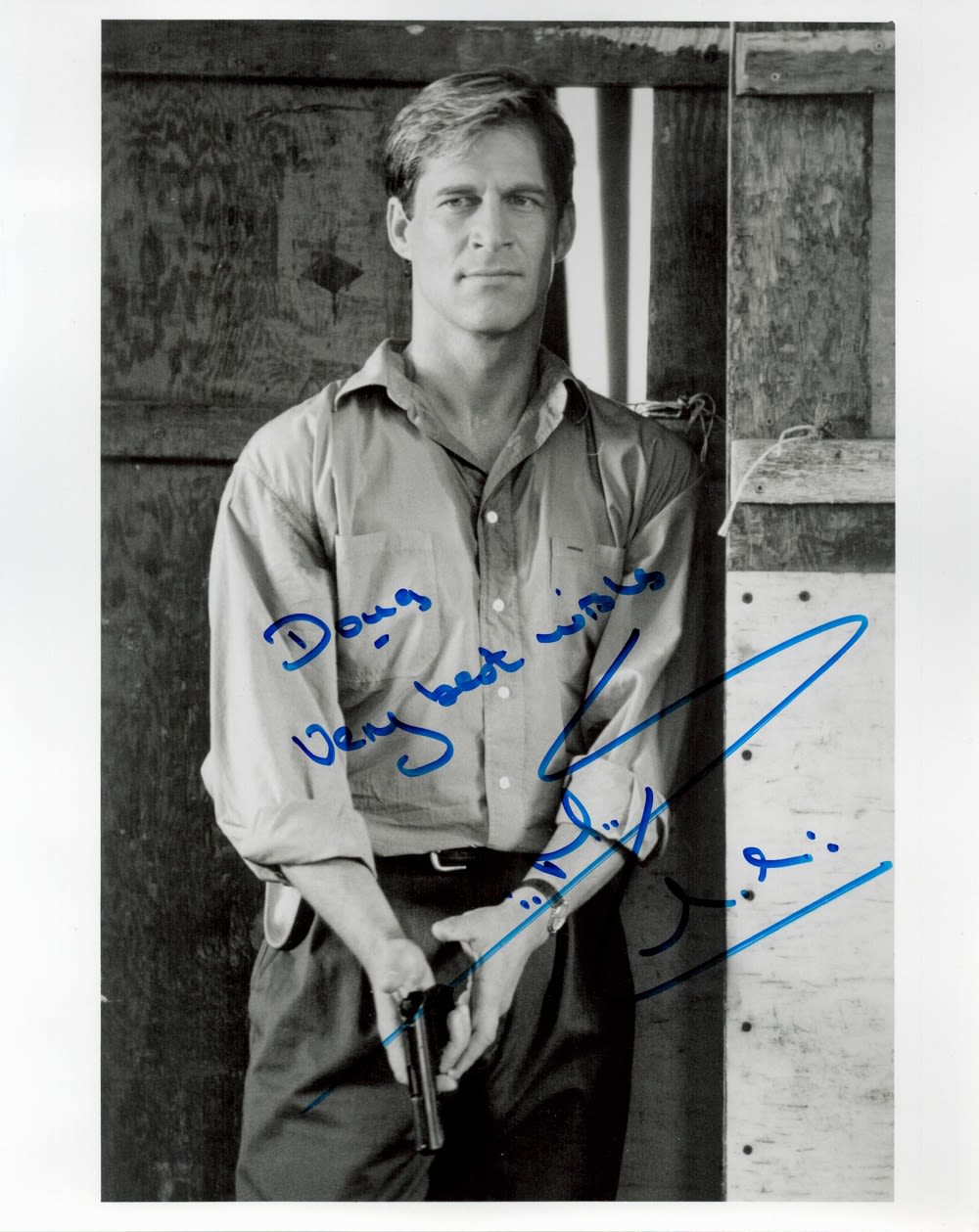 Lot 509: Simon MacCorkindale signed 10x8 black and white photo....