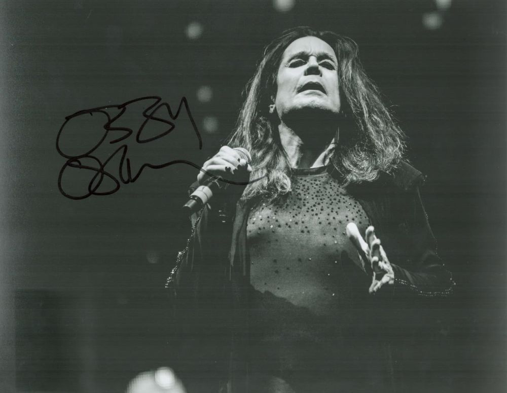 Lot 522: Ozzy Osbourne signed 10x8 black and white photo....