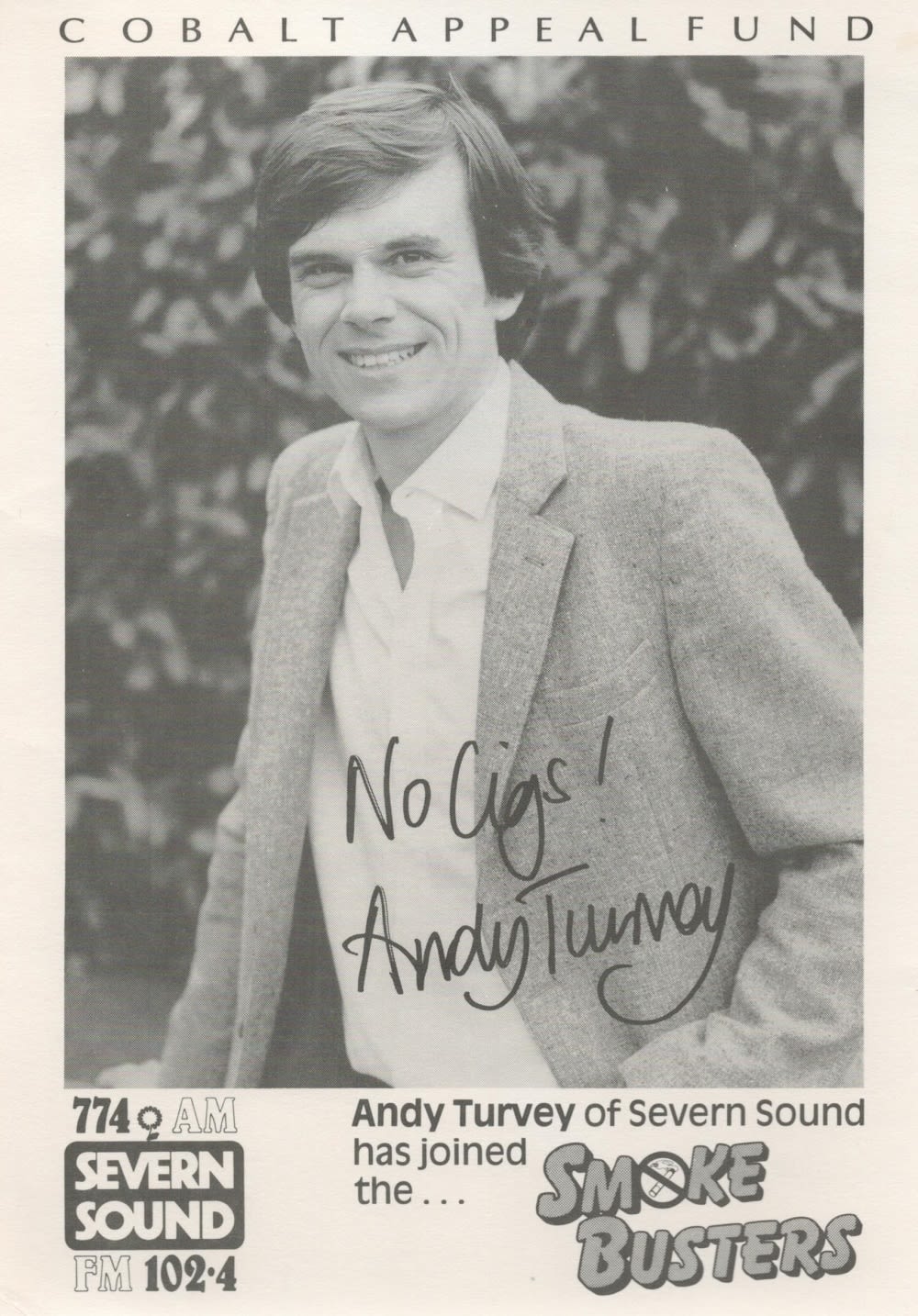 Lot 536: Andy Turvey signed 6x8 black and white promo...