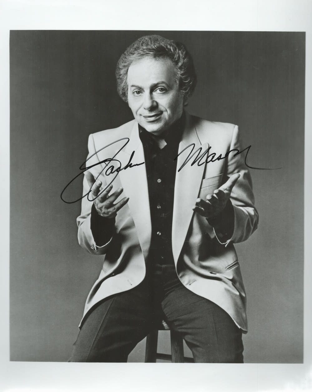 Lot 546: Jackie Mason signed 10x8 black and white photo....