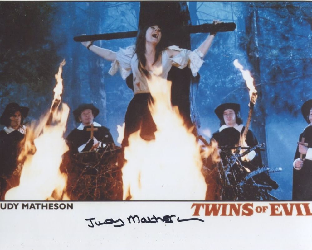 Lot 635: Twins of Evil 8x10 horror movie photo signed...