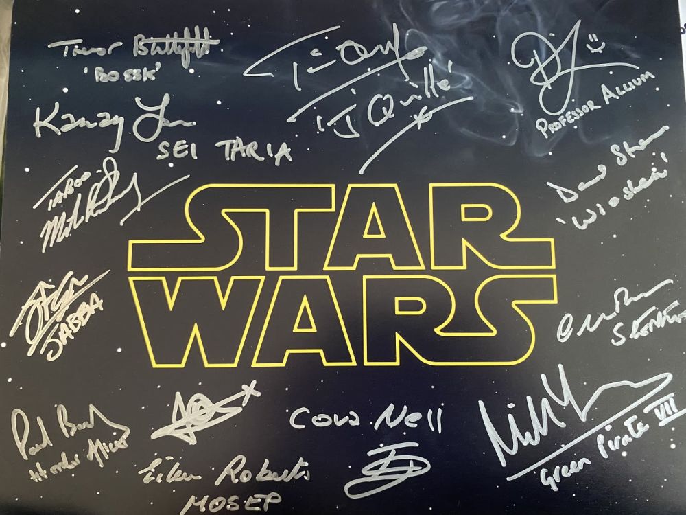 Lot 690: Star Wars 14x11 logoi photo signed by THIRTEEN...