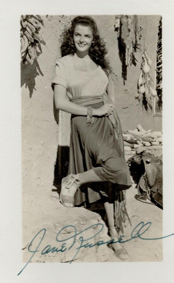 Jane Russell vintage signed black and white 4x3 photo. All autographs come with a Certificate 