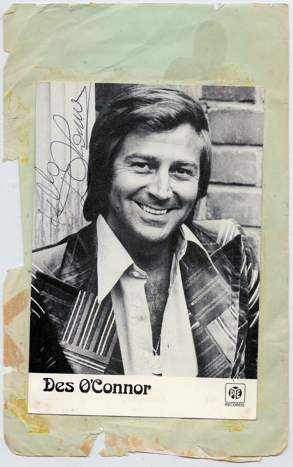 Lot 504: Des O`Connor signed 6x4 inch black and white...