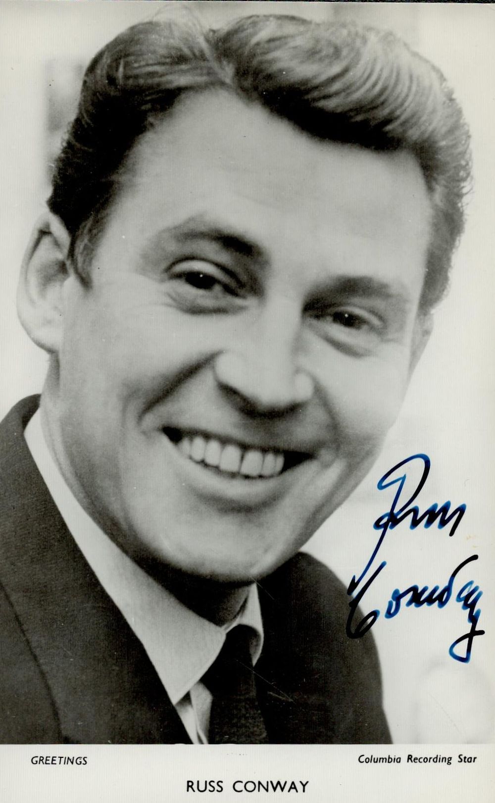 Lot 564: Russ Conway signed 6x4inch black and white photo....