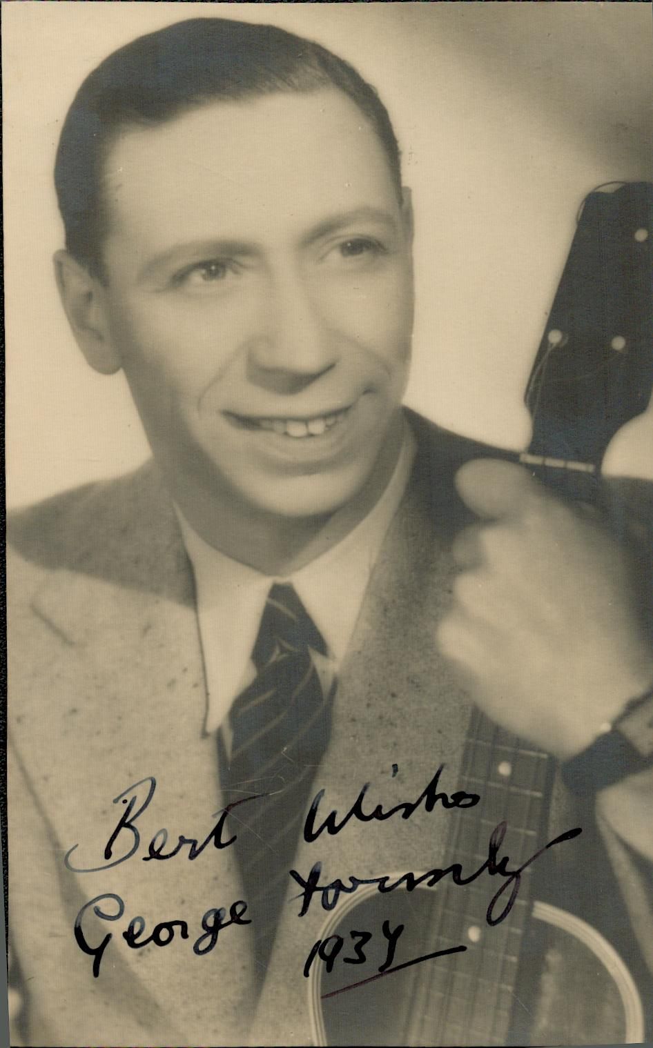 Lot 570: George Formby signed 10x8inch black and white vintage...