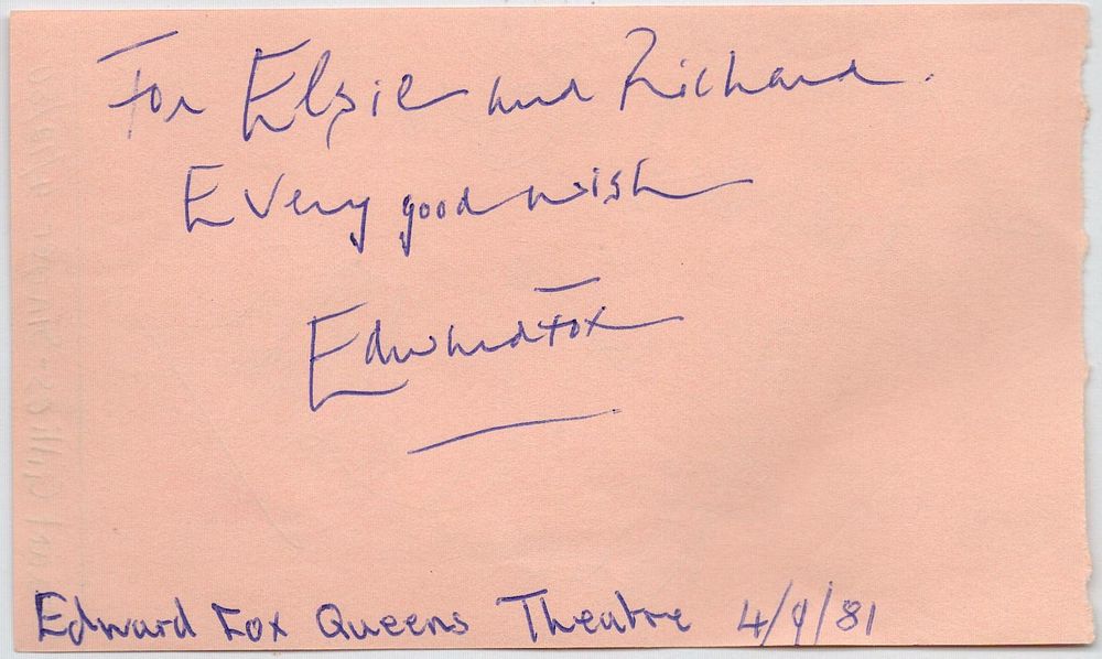 Lot 586: Edward Fox Queens Theatre and Stuart Gillies on...