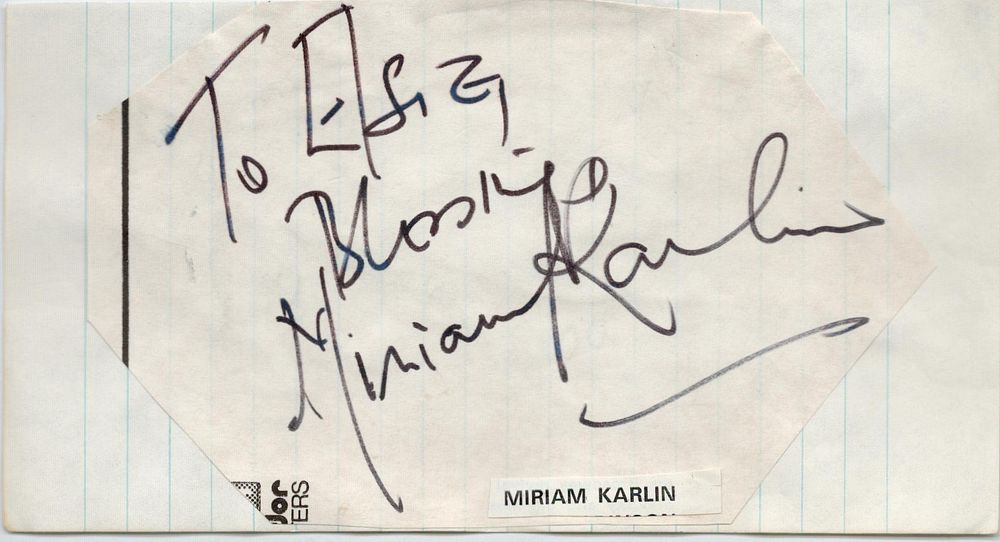 Lot 588: Miriam Karlin signed album page. Good condition. All...