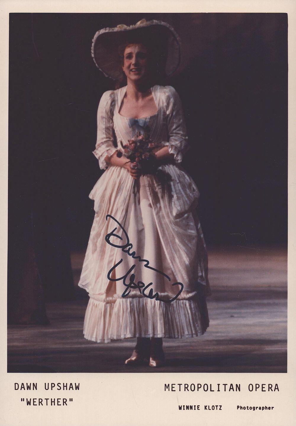 Lot 592: Dawn Upshaw signed 7x5inch colour promo photo. Good...
