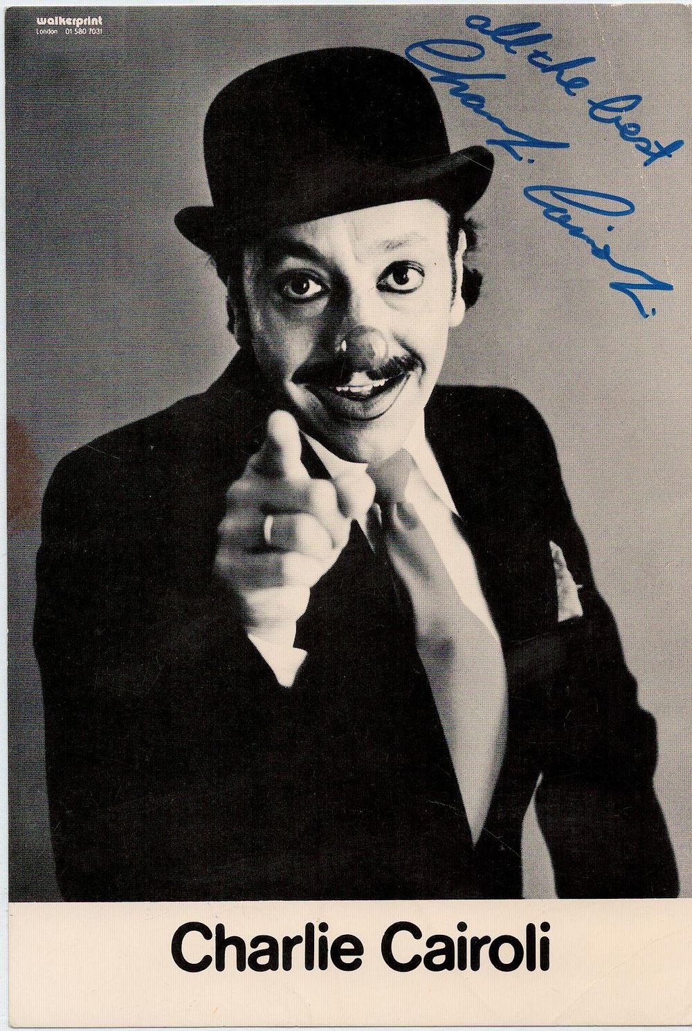 Lot 599: Charlie Cairoli Signed 6x4 inch black and white...
