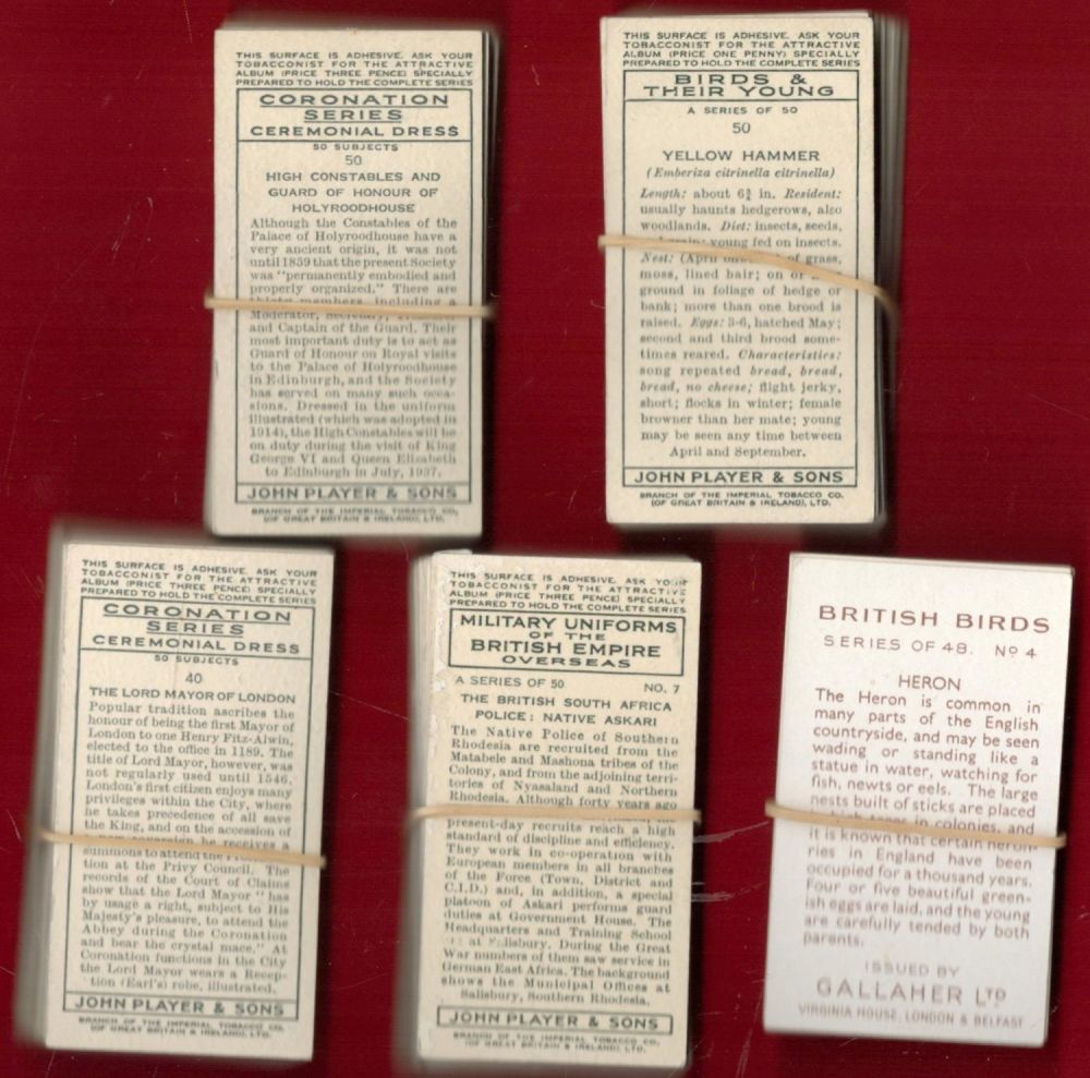Lot 292: Cigarette Cards 2 Full Sets of 50 plus...
