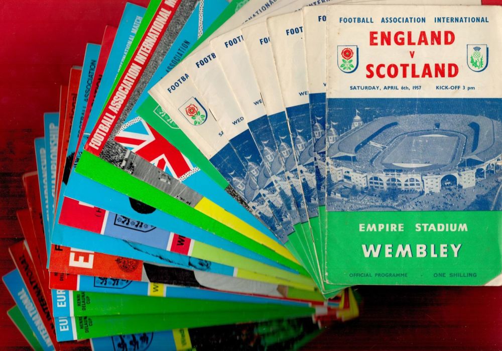 Lot 309: 40 x Vintage England v Official Football Programmes...