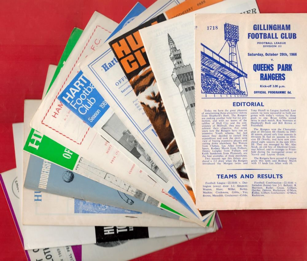 Lot 327: 11 x Vintage Official Football Programmes includes Gillingham...