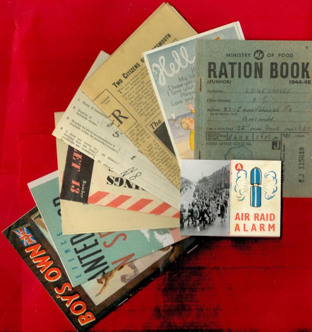 Lot 425: Reproduction Ration Book and associated material for Children...