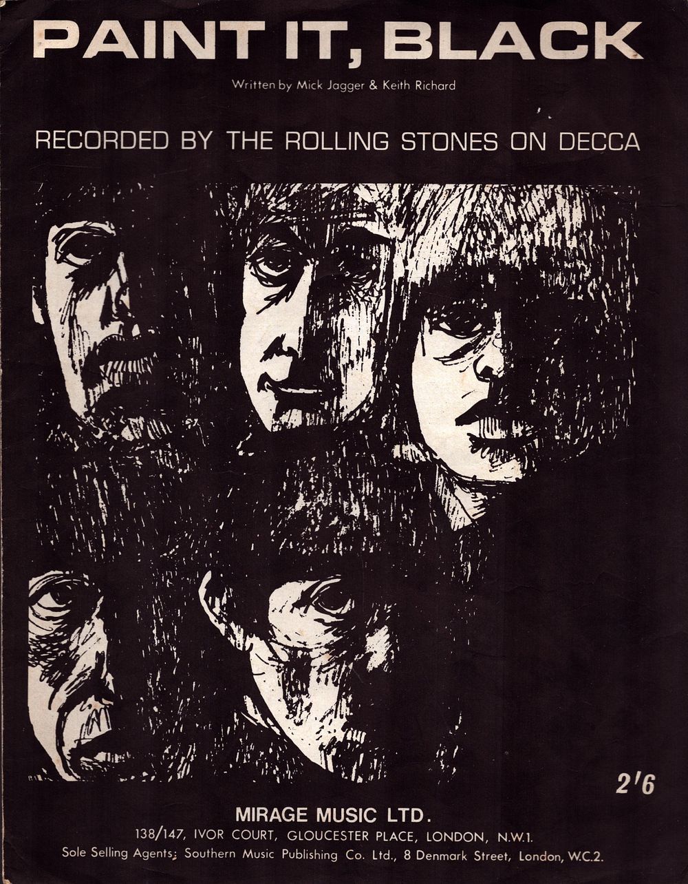 Lot 187: The Rolling Stones Paint it, Black sheet music....