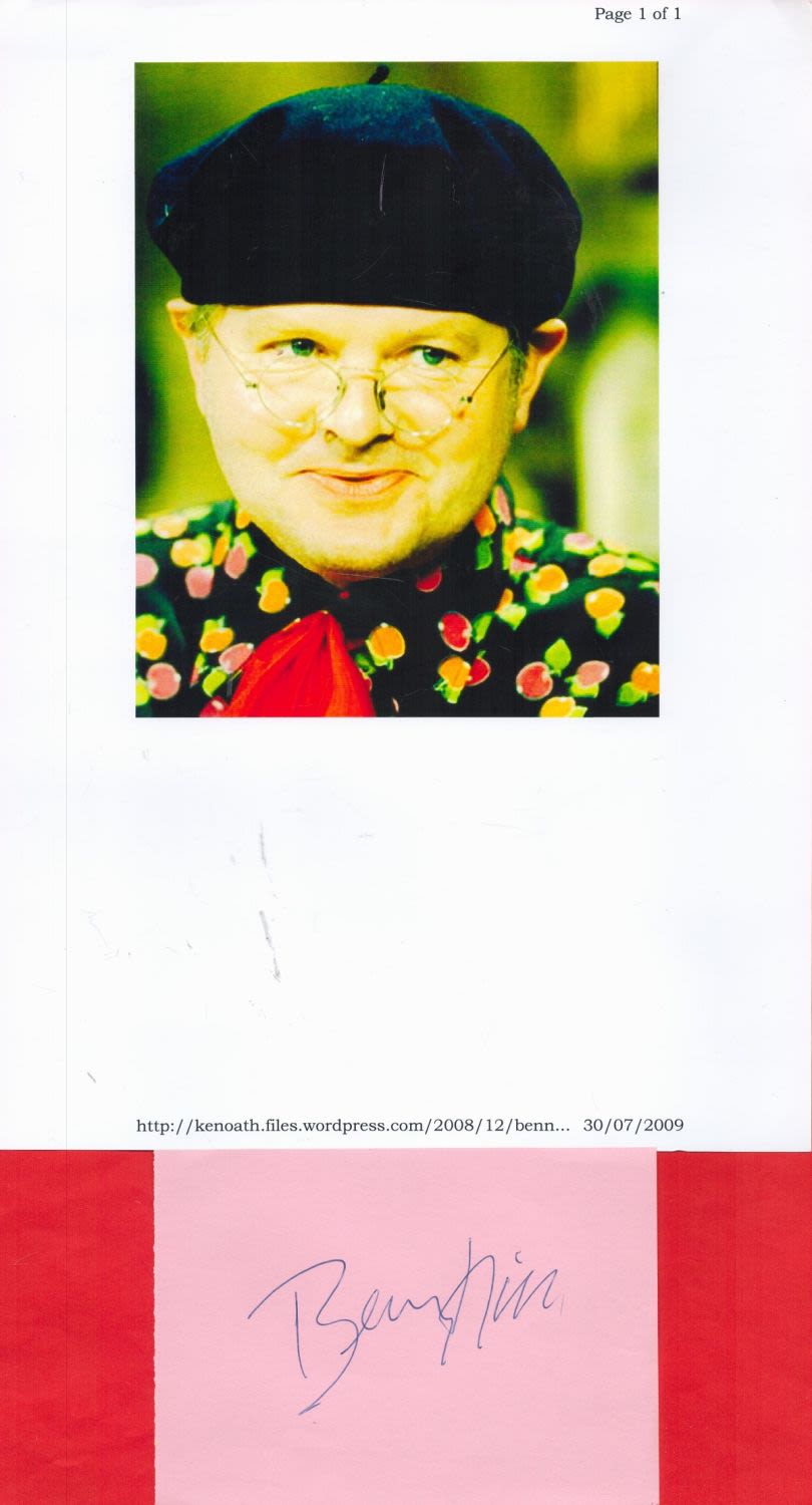 Lot 89: English Actor Benny Hill Signed 5x3 pink Autograph...