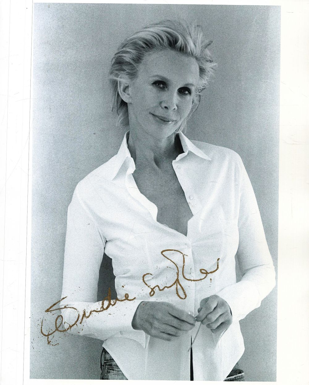 Lot 153: Trudie Styler signed 10x8inch black and white photo....