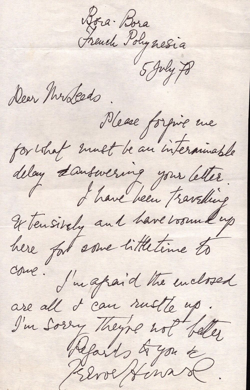 Lot 465: Trevor Howard handwritten signed letter dated 5th July...