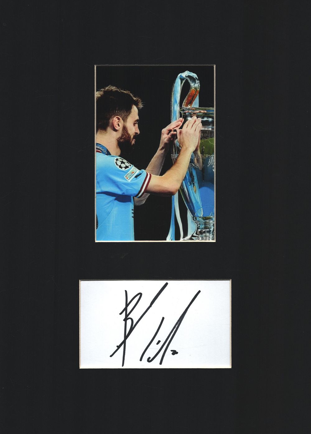 Lot 484: Bernado Silva signed white card mounted below colour...