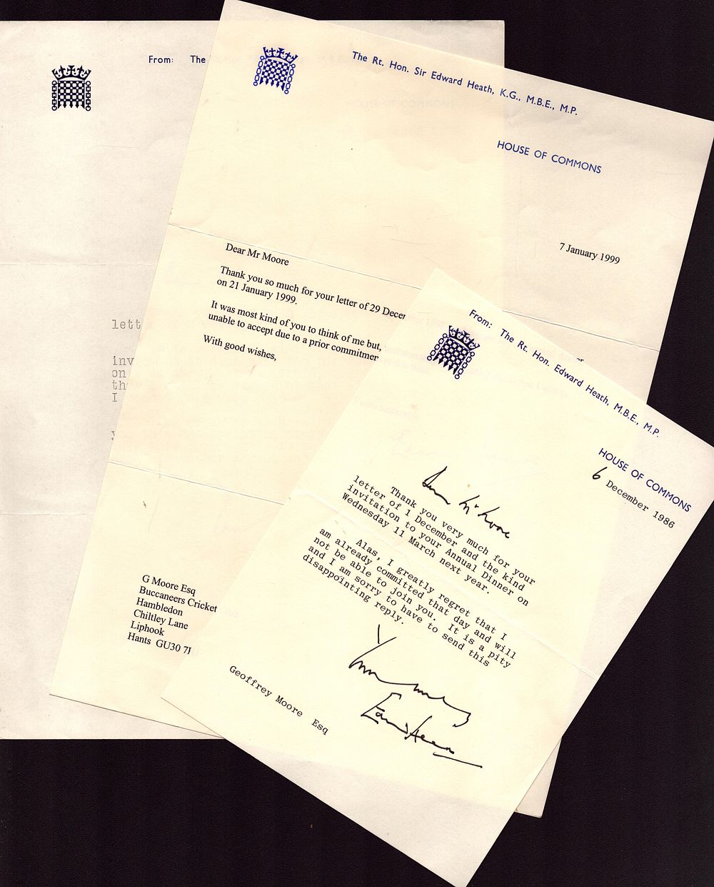 Lot 603: Edward Heath signed typed letters on House of...