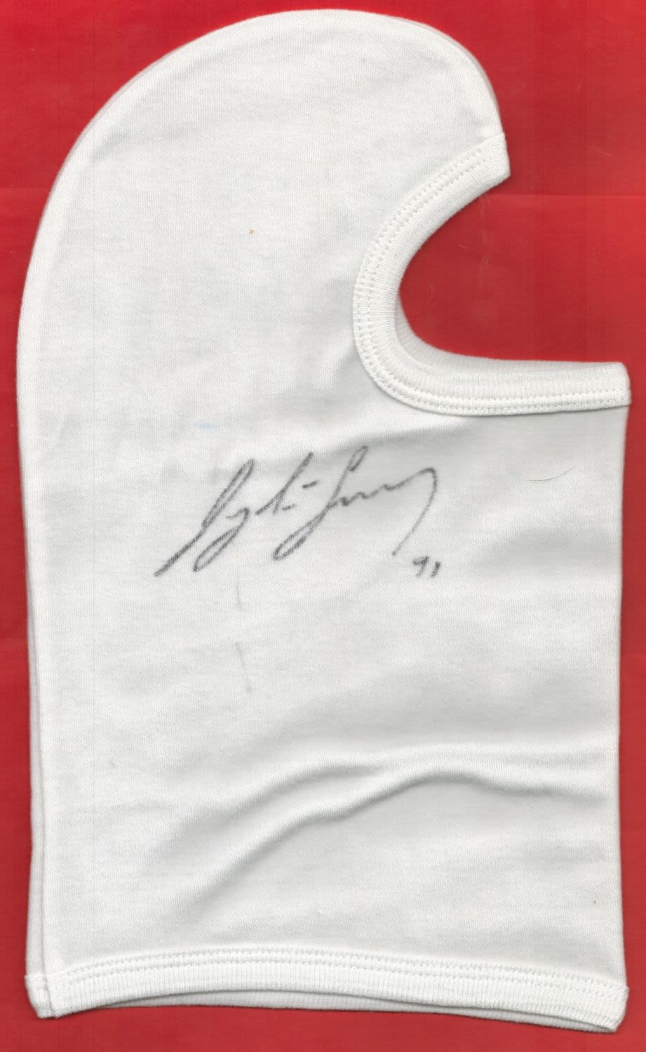 Lot 190: Formula One Legend Ayrton Senna signed Balaclava dated...