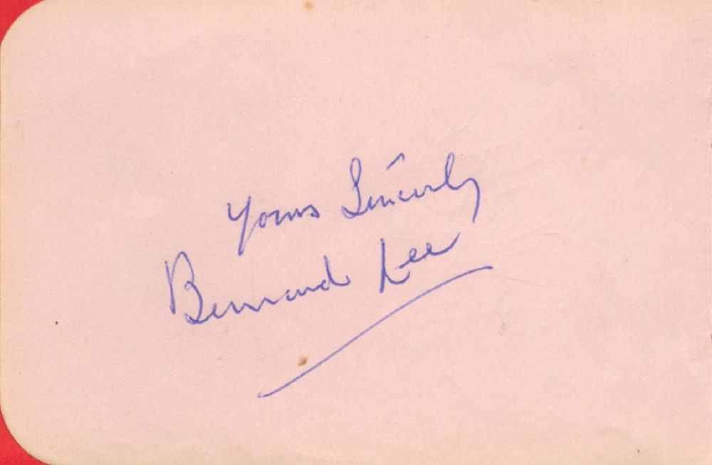 Lot 231: Bernard Lee signed 5x3 album page. John Bernard...
