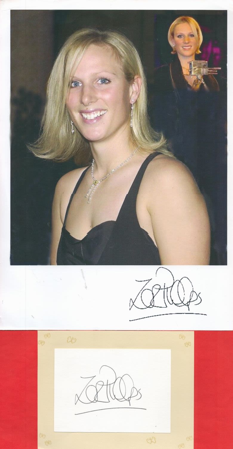Lot 243: Royal Collection Zara Phillips signed 6x4 album page...