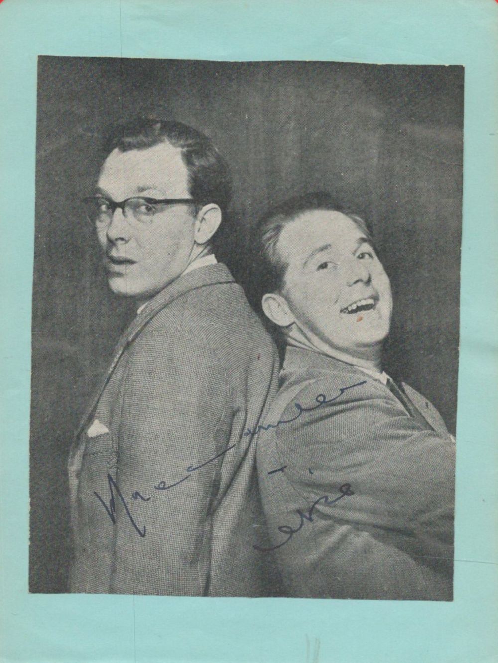 Lot 244: Morecambe and Wise signed 6x5 overall black and...