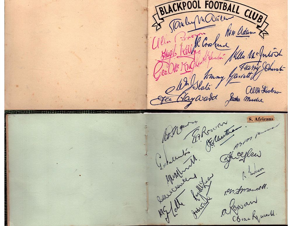Sport Autograph book collection includes some vintage signatures such as Blackpool FC including 