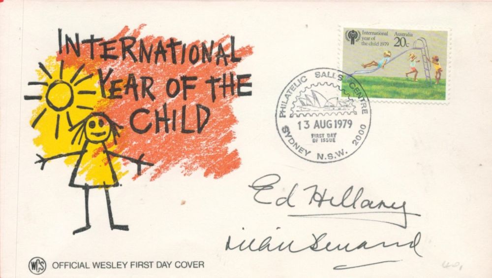 Lot 268: Edmund Hilary and Richie Benaud signed International Year...