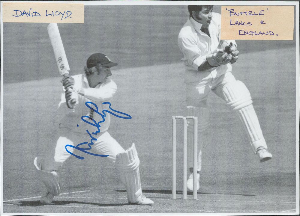 Lot 191: Cricket David Lloyd signed 8x6inch vintage black and...