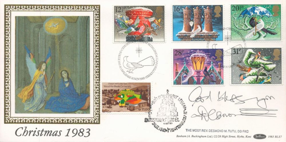 Lot 280: Desmond Tutu signed Christmas 1983 FDC PM 16th...