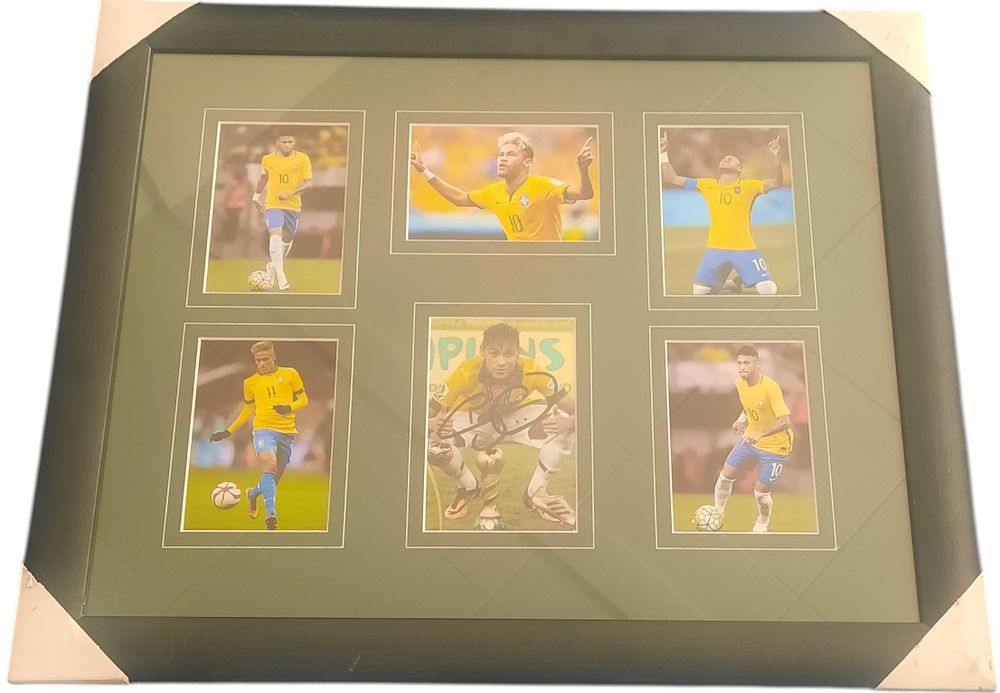 Lot 377: Neymar signed colour Brasil photo. Mounted and framed...