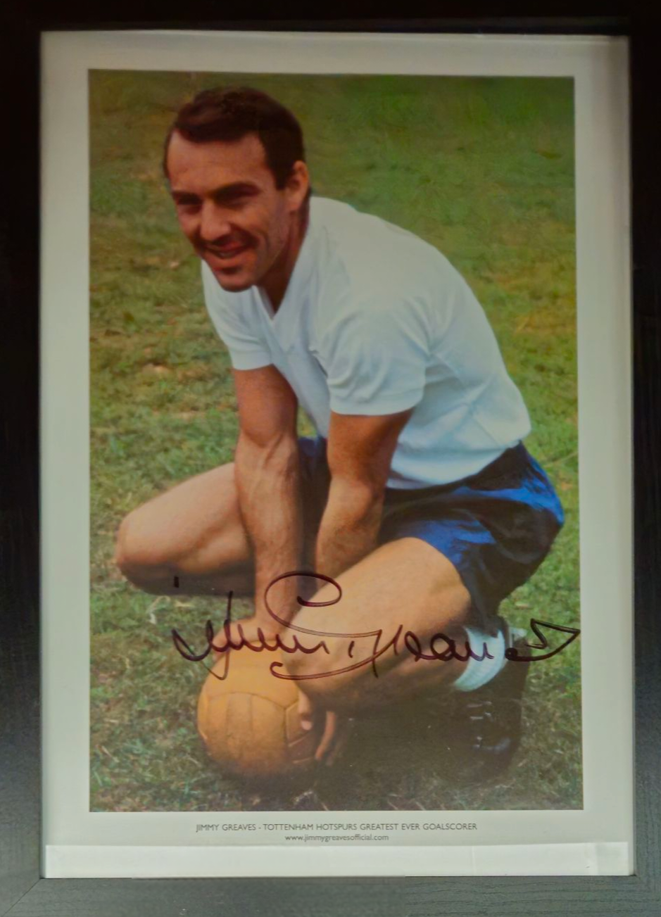 Lot 384: Jimmy Greaves signed colour photo. Framed to approx...