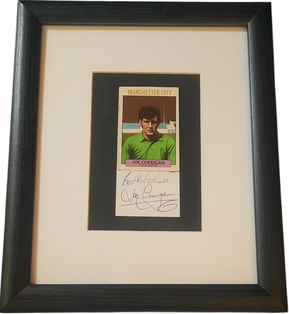 Lot 408: Joe Corrigan signature piece. Mounted and framed to...