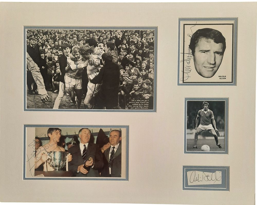 Lot 458: Football Manchester City Legends 19x15inch mounted signature display...